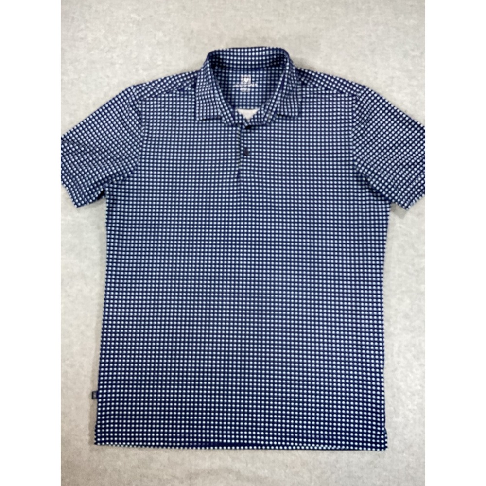 Mizzen+Main Mens Large Trim Fit Polo Shirt Navy Blue White Performance Golf 2900
